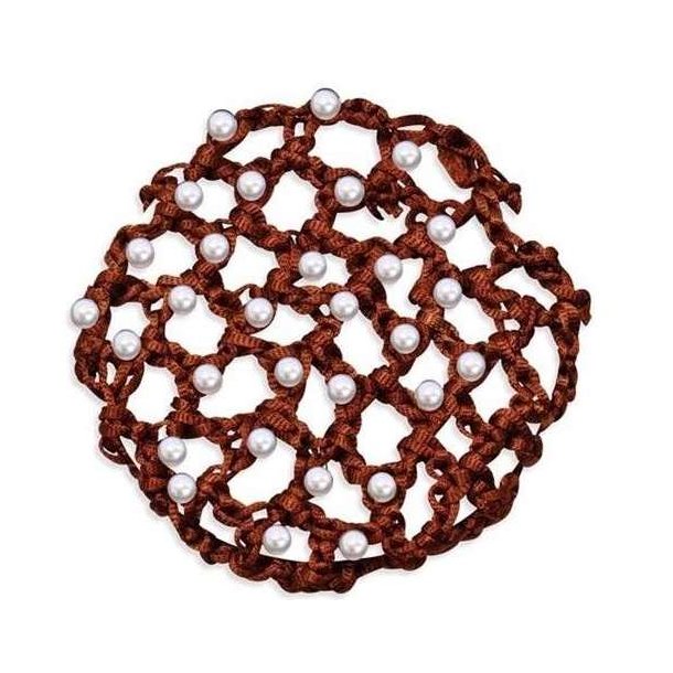 SD Hairnet with Pearls in brown. 