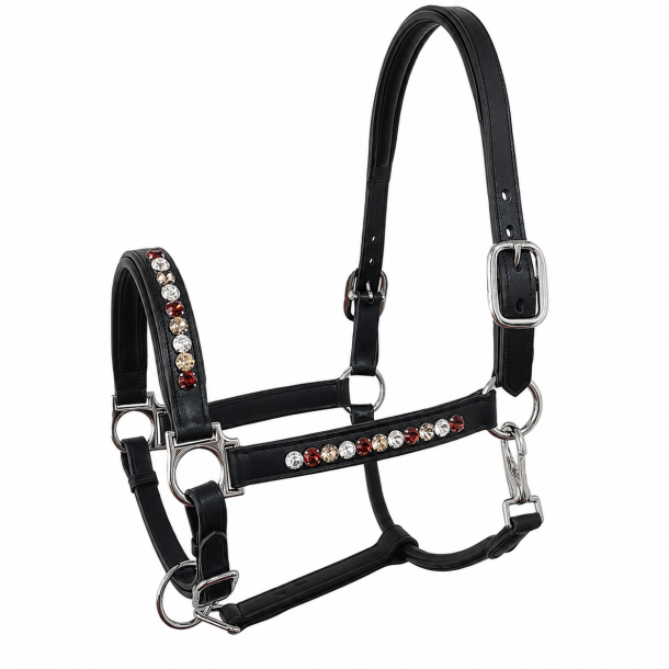 SD� Bespoke Leather halter. 3 optional colours of 10mm Crystals.
