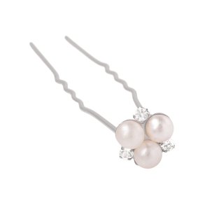 SD Pearl & Crystal hairpin. Silver.