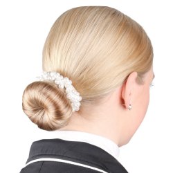 SD Pearl Collection scrunchie. White.