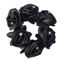 SD Diamond Rose Scrunchie. Black.