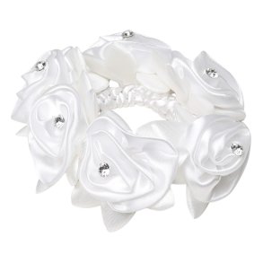 SD Diamond Rose Scrunchie. White.