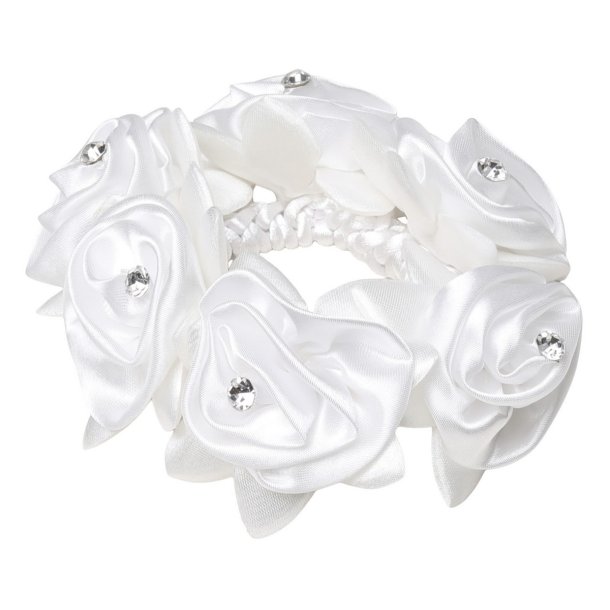 SD Diamond Rose Scrunchie. White.
