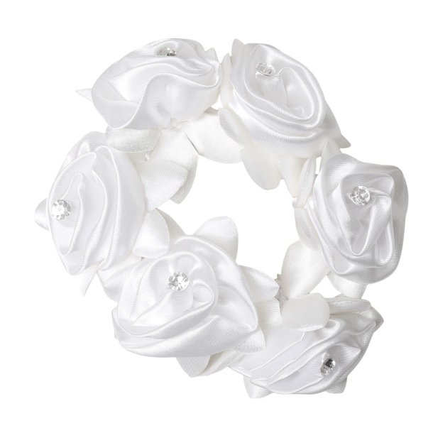 SD Diamond Rose Scrunchie. White.