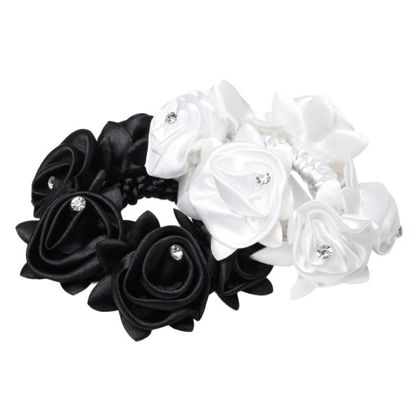 SD Diamond Rose Scrunchie. Black.