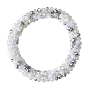 SD Lily Scrunchie. White/Crystal.