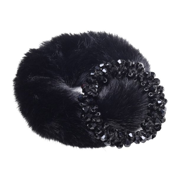 SD Princess fake fur scrunchie set. Black.
