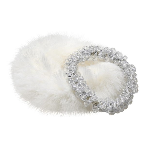 SD Princess fake fur scrunchie set. White.