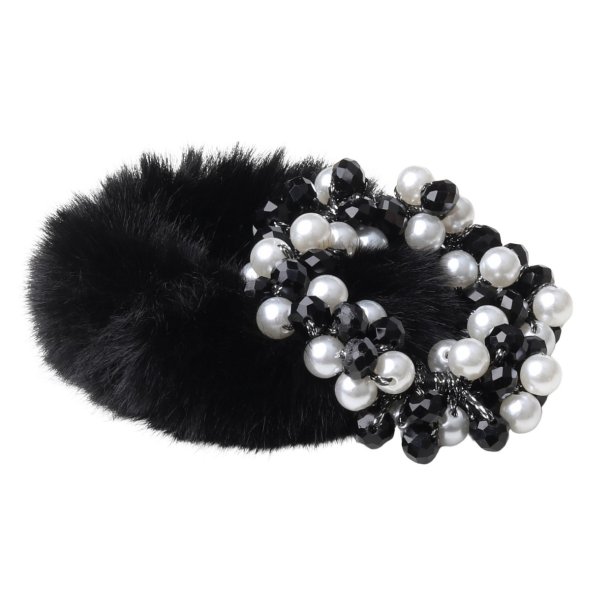 SD Caroline Fake fur scrunchie set. Black.