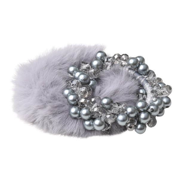 SD Caroline Fake fur scrunchie set. Grey.