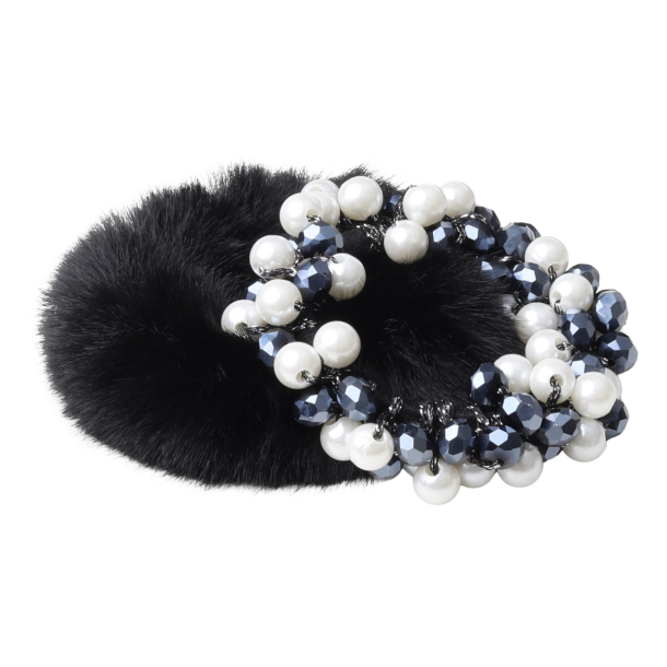 SD Caroline Fake fur scrunchie set. Navy.