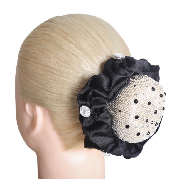 SD Clarissa Hairnet With Crystals. Jet/Crystal. 