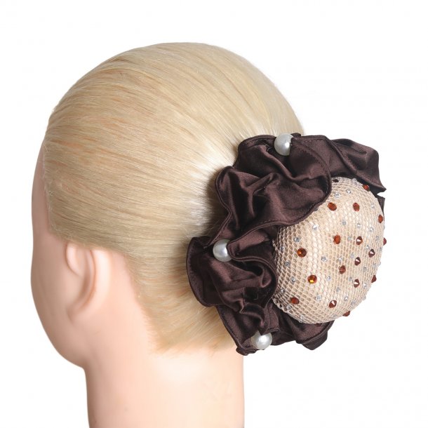 SD Clarissa Hairnet With Crystals. Smoked Topaz/Crystal. 