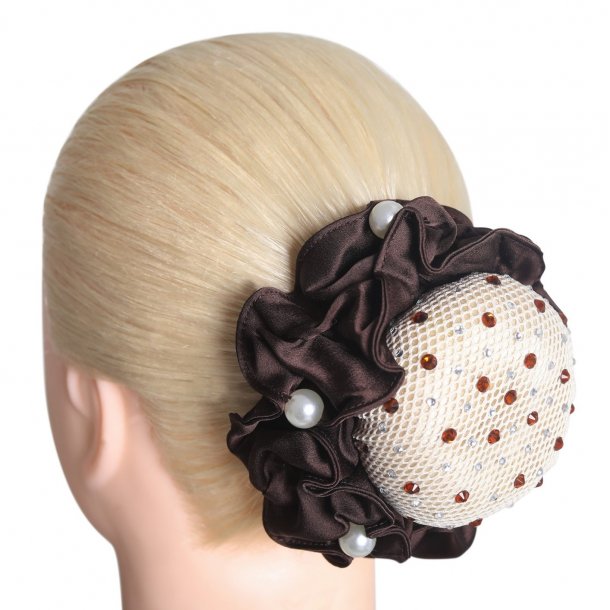 SD Clarissa Hairnet With Crystals. Smoked Topaz/Crystal. 