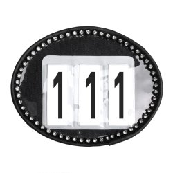 SD Crystal number holder in black. 
