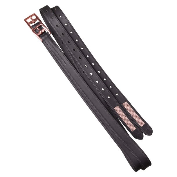 SD Stirrup straps with Rose Gold Crystals. Black.