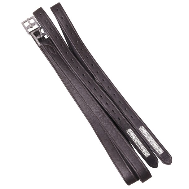 SD Super soft stirrup straps with Crystals. Brown.