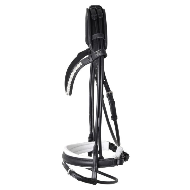 SD Duke de Niro II Rolled Bridle. Black/White. 