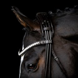 SD Extra wide Headpiece for Rolled double Bridle. Black.