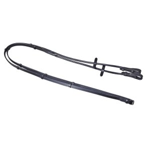 SD Rolled leather reins with stoppers. Black.