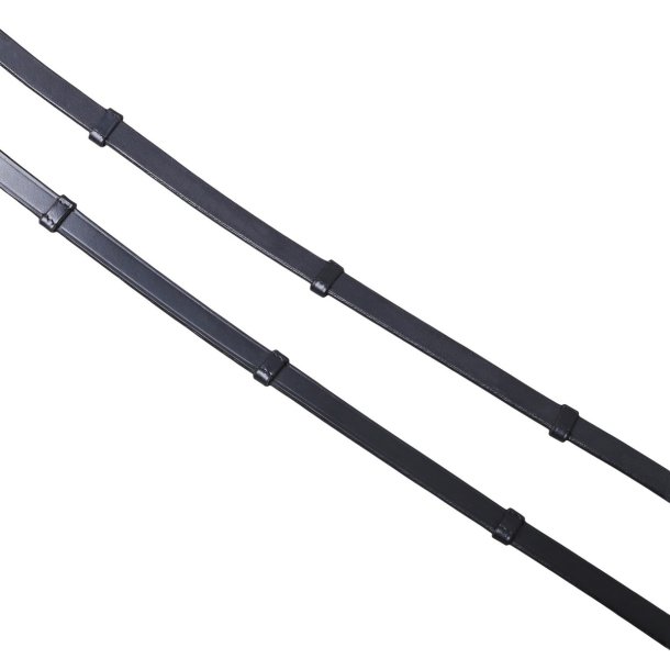 SD Rolled leather reins with stoppers. Black.