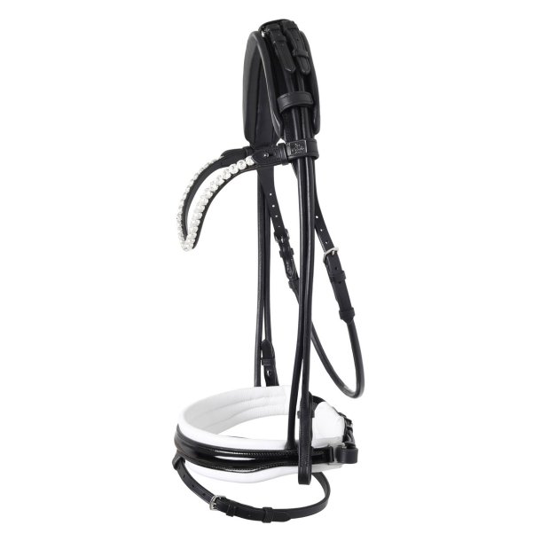 SD Zhivago Rolled bridle. Black/White/PT.