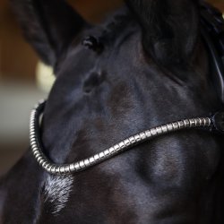 SD Veneziano Browband with silver clincher. Black.