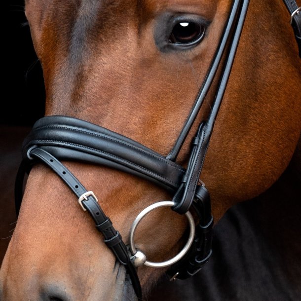 SD Noseband for rolled Bridle. Black/Black.