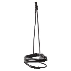 SD Noseband for rolled Bridle with tiny crystal rocks. Black/Black.