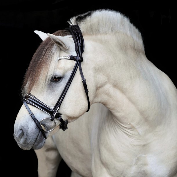 SD Noseband for rolled Bridle with tiny crystal rocks. Black/Black.
