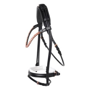 SD Fleur rolled bridle. Black/White.