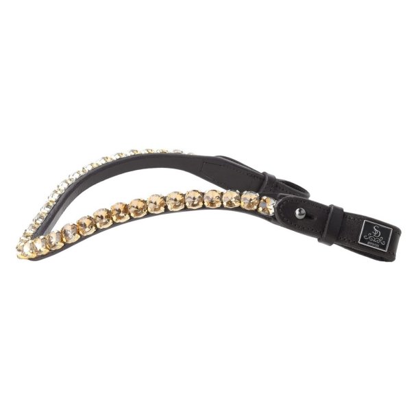 SD Bespoke Browband. 10mm Crystals. DEMO. Gold/Dark beige. XFULL.