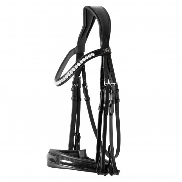 SD Mystery Double bridle in Black/Black/Glitter patent.