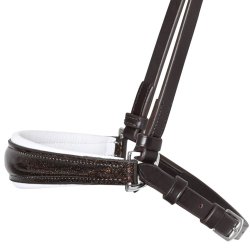 SD Drop Noseband Brown/White/Glitter Patent. 