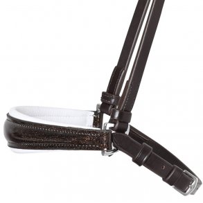 SD Drop Noseband Brown/White/Glitter Patent. 
