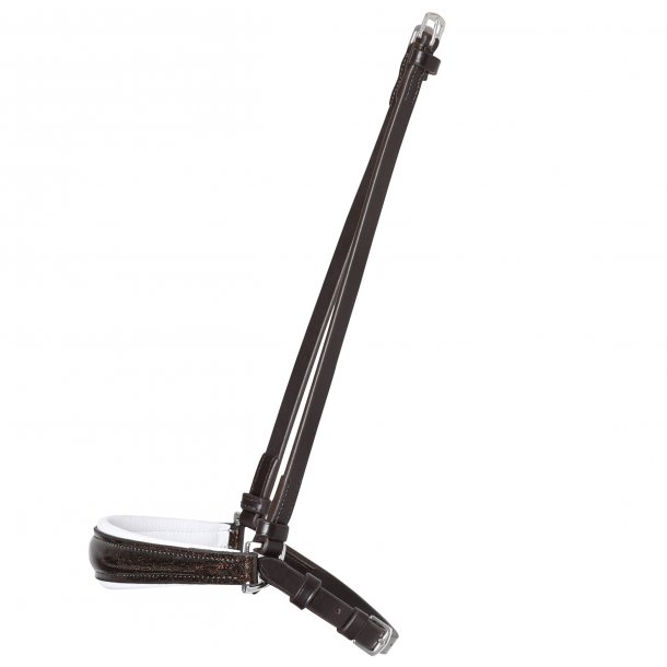 SD Drop Noseband Brown/White/Glitter Patent. 