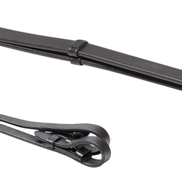 SD Leather reins with stoppers. Black.
