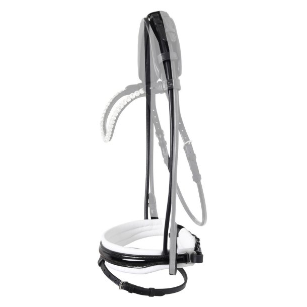 SD 2. assortment Noseband for rolled Bridle. Black/White/Patent.