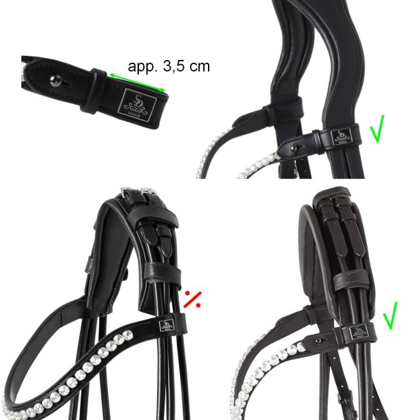 SD Veneziano Browband with silver clincher. Black.